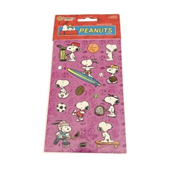 Sandylion Other - Vintage Sandylion Stickers Peanuts Snoopy New in Pack 2 Sheets Sports NOS SEALED